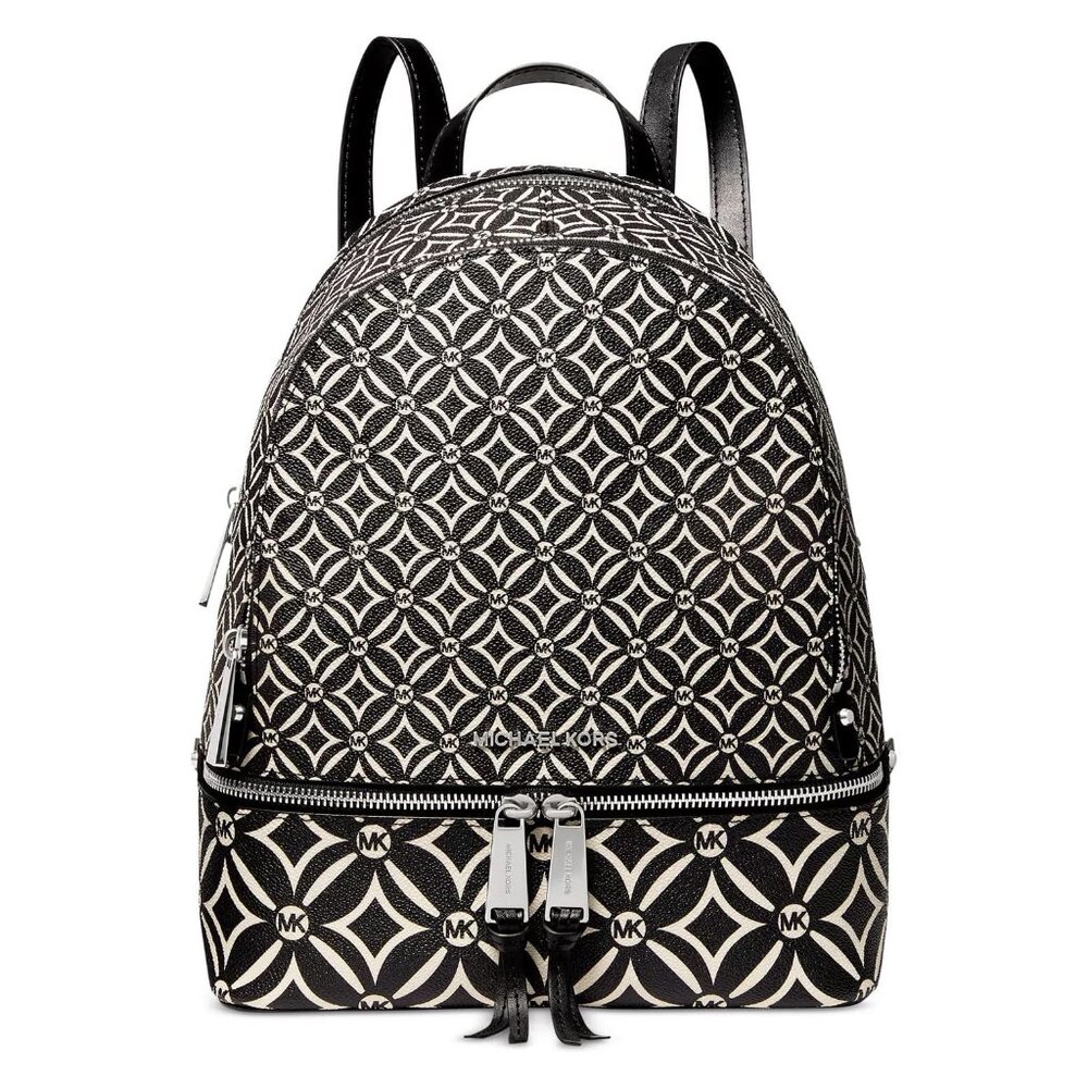 Michael Kors Rhea Medium Backpack – Black/Light Cream - Picture 1 of 7